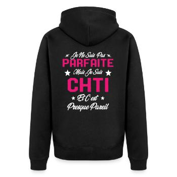 Je ne Suis pas Parfaite Mais je suis Chti Cadeau - Veste à capuche bio Premium Unisexe - noir - Dos - Nico (187cm)