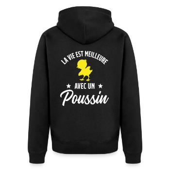 La vie est Meilleure avec un Poussin Cadeau - Veste à capuche bio Premium Unisexe - noir - Dos - Nico (187cm)