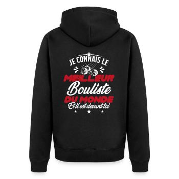 Meilleur Bouliste Humour Pétanque Homme Cadeau - Veste à capuche bio Premium Unisexe - noir - Dos - Nico (187cm)