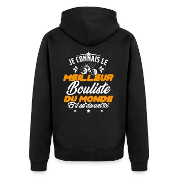 Meilleur Bouliste Humour Pétanque Homme Cadeau - Veste à capuche bio Premium Unisexe - noir - Dos - Nico (187cm)