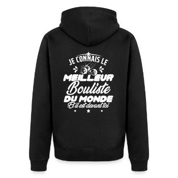 Meilleur Bouliste Humour Pétanque Homme Cadeau - Veste à capuche bio Premium Unisexe - noir - Dos - Nico (187cm)