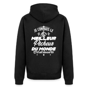 Meilleur Pecheur Humour Pêche Truite Drôle - Veste à capuche bio Premium Unisexe - noir - Dos - Nico (187cm)