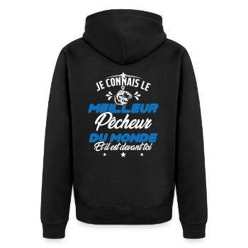 Meilleur Pecheur Humour Pêche Truite Drôle - Veste à capuche bio Premium Unisexe - noir - Dos - Nico (187cm)