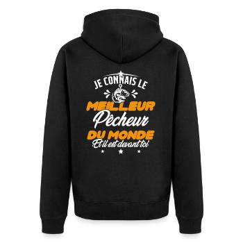 Meilleur Pecheur Humour Pêche Truite Drôle - Veste à capuche bio Premium Unisexe - noir - Dos - Nico (187cm)