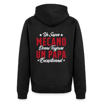 Mécano Papa Cadeau Drôle Fête Des Pères Garagiste - Veste à capuche bio Premium Unisexe - noir - Dos - Nico (187cm)