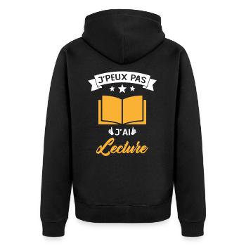 Je Peux Pas J'ai Lecture Cadeau - Veste à capuche bio Premium Unisexe - noir - Dos - Nico (187cm)