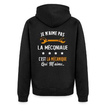 C'est la Mécanique Qui M'aime Cadeau Humour - Veste à capuche bio Premium Unisexe - noir - Dos - Nico (187cm)