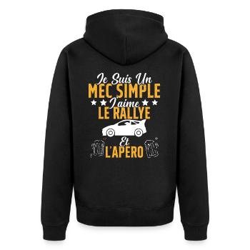 Mec Simple Rallye Apero Humour Rallye Automobile - Veste à capuche bio Premium Unisexe - noir - Dos - Nico (187cm)