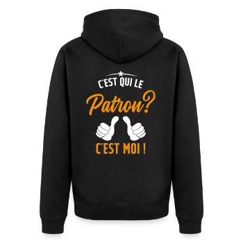 Humour Homme C'est qui le Patron Cadeau - Veste à capuche bio Premium Unisexe - noir - Dos - Nico (187cm)