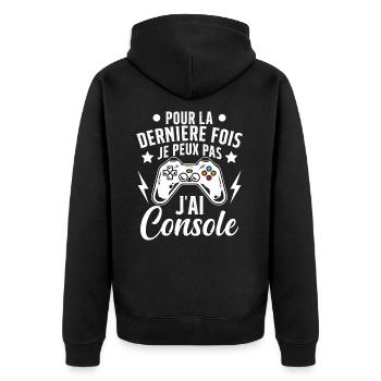 Humour la derniere fois je peux pas j'ai console - Veste à capuche bio Premium Unisexe - noir - Dos - Nico (187cm)