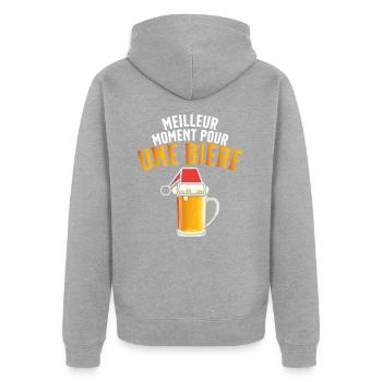 Meilleur Moment Pour Une Bière Noël Cadeau - Veste à capuche bio Premium Unisexe - gris chiné - Dos - Nico (187cm)