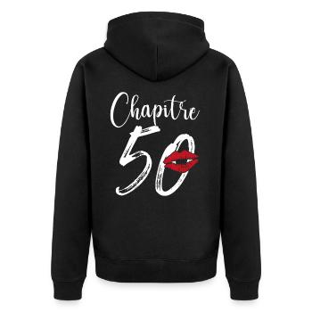 Chapitre 50 Ans Anniversaire Humour Cadeau - Veste à capuche bio Premium Unisexe - noir - Dos - Nico (187cm)