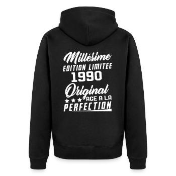Millésime 1990 Original Cadeau D'anniversaire - Veste à capuche bio Premium Unisexe - noir - Dos - Nico (187cm)