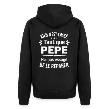 Rien n'est cassé tant que Pepe le réparer cadeau - Veste à capuche bio Premium Unisexe - noir - Dos - Nico (187cm)