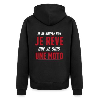 Je ne ronfle pas je rêve de moto ma passion - Veste à capuche bio Premium Unisexe - noir - Dos - Nico (187cm)