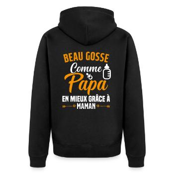 Beau Gosse Comme Papa Cadeau Maman Body Enceinte - Veste à capuche bio Premium Unisexe - noir - Dos - Nico (187cm)