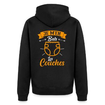 Je M'en Bats Les Couches Cadeau Body Fun Enceinte - Veste à capuche bio Premium Unisexe - noir - Dos - Nico (187cm)