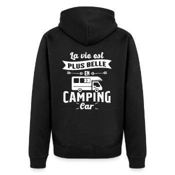 La vie est plus belle en Camping-car humour cadeau - Veste à capuche bio Premium Unisexe - noir - Dos - Nico (187cm)