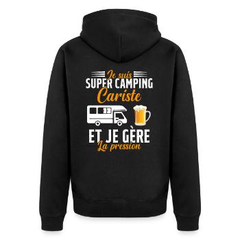 Super Camping Cariste et Je Gère la Pression - Veste à capuche bio Premium Unisexe - noir - Dos - Nico (187cm)