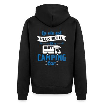 La vie est plus belle en Camping-car humour cadeau - Veste à capuche bio Premium Unisexe - noir - Dos - Nico (187cm)