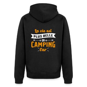 La vie est plus belle en Camping-car humour cadeau - Veste à capuche bio Premium Unisexe - noir - Dos - Nico (187cm)