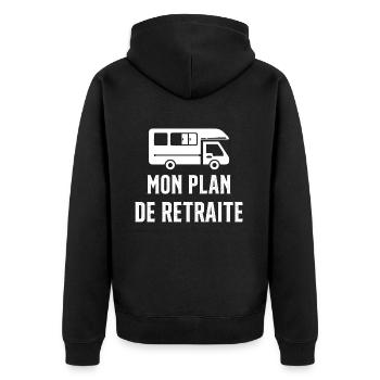 Mon Plan de Retraite Camping Car Humour Cadeau - Veste à capuche bio Premium Unisexe - noir - Dos - Nico (187cm)