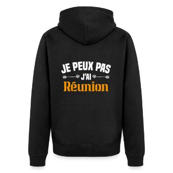 je peux pas j'ai Réunion Cadeau Humour - Veste à capuche bio Premium Unisexe - noir - Dos - Nico (187cm)