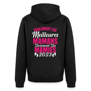 Les Meilleures Mamans Deviennent des Mamie 2023 - Veste à capuche bio Premium Unisexe - noir - Dos - Nico (187cm)