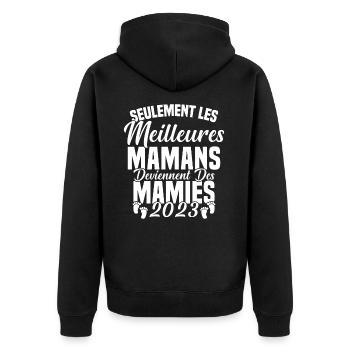 Les Meilleures Mamans Deviennent des Mamie 2023 - Veste à capuche bio Premium Unisexe - noir - Dos - Nico (187cm)