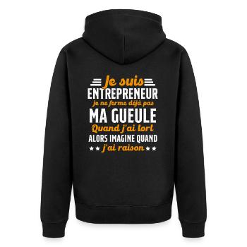 Je suis entrepreneur je ne ferme pas ma gueule - Veste à capuche bio Premium Unisexe - noir - Dos - Nico (187cm)