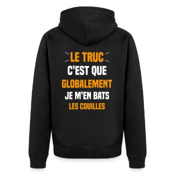 Le Truc C'est Que Je M'en Bats Les Couilles - Veste à capuche bio Premium Unisexe - noir - Dos - Nico (187cm)