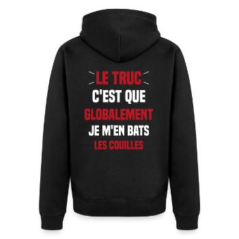 Le Truc C'est Que Je M'en Bats Les Couilles - Veste à capuche bio Premium Unisexe - noir - Dos - Nico (187cm)