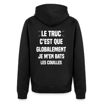 Le Truc C'est Que Je M'en Bats Les Couilles - Veste à capuche bio Premium Unisexe - noir - Dos - Nico (187cm)