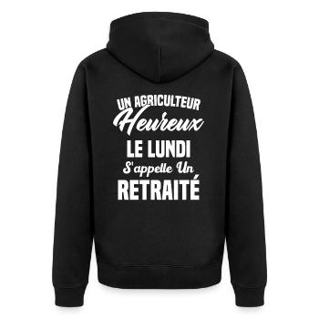 Agriculteur Heureux le lundi S'appelle un Retraité - Veste à capuche bio Premium Unisexe - noir - Dos - Nico (187cm)