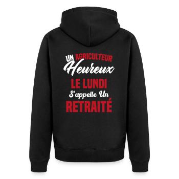 Agriculteur Heureux le lundi S'appelle un Retraité - Veste à capuche bio Premium Unisexe - noir - Dos - Nico (187cm)