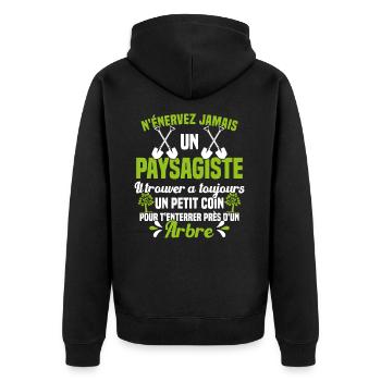 Paysagiste et jardinier cadeau humour - Veste à capuche bio Premium Unisexe - noir - Dos - Nico (187cm)