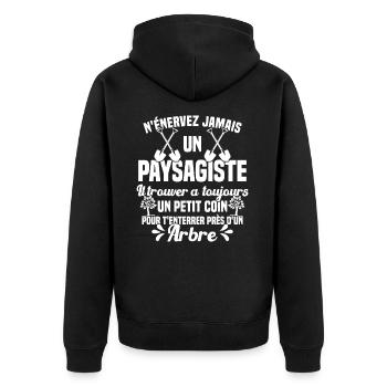 Paysagiste et jardinier cadeau humour - Veste à capuche bio Premium Unisexe - noir - Dos - Nico (187cm)
