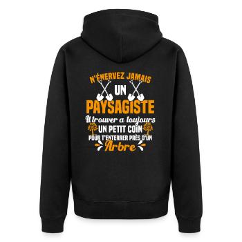 Paysagiste et jardinier cadeau humour - Veste à capuche bio Premium Unisexe - noir - Dos - Nico (187cm)