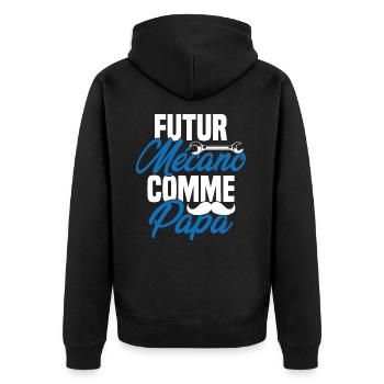 Futur mécano comme papa Cadeau futur mécano - Veste à capuche bio Premium Unisexe - noir - Dos - Nico (187cm)