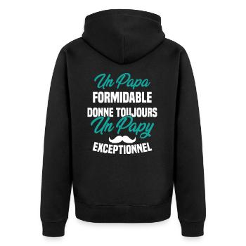Papa Formidable Donne Toujours Papy Exceptionnel - Veste à capuche bio Premium Unisexe - noir - Dos - Nico (187cm)