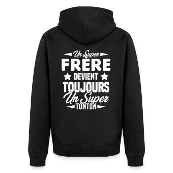 Un super frère devient toujours un Super Tonton - Veste à capuche bio Premium Unisexe - noir - Dos - Nico (187cm)