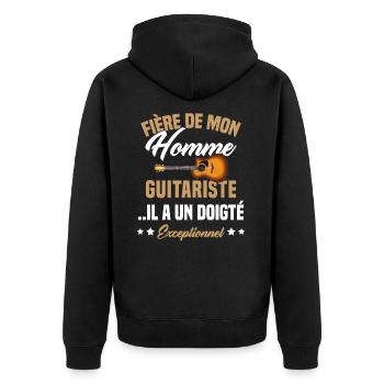 fière de mon homme guitariste - Veste à capuche bio Premium Unisexe - noir - Dos - Nico (187cm)