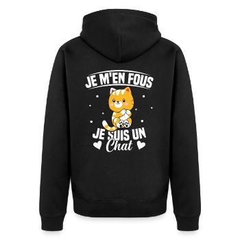 Je m'en fous Je suis un Chat Humour Chat Chaton - Veste à capuche bio Premium Unisexe - noir - Dos - Nico (187cm)