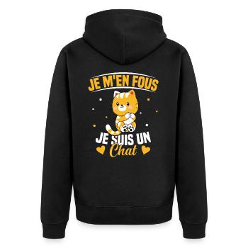 Je m'en fous Je suis un Chat Humour Chat Chaton - Veste à capuche bio Premium Unisexe - noir - Dos - Nico (187cm)