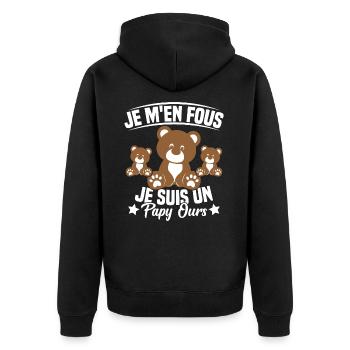 Je m en fous je suis un Papy ours Grand père - Veste à capuche bio Premium Unisexe - noir - Dos - Nico (187cm)