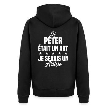 Humour Si péter était un art je serais un artiste - Veste à capuche bio Premium Unisexe - noir - Dos - Nico (187cm)
