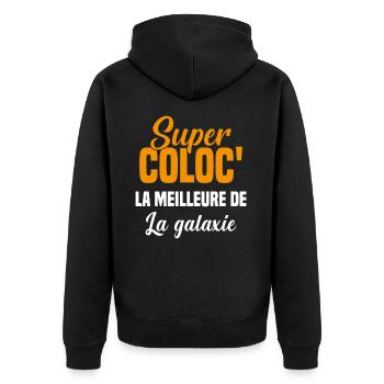 Super colocataire cadeau drôle fille coloc - Veste à capuche bio Premium Unisexe - noir - Dos - Nico (187cm)