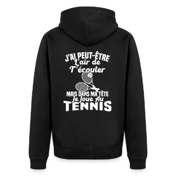 Dans matête je joue au Tennis Cadeau Humour Tennis - Veste à capuche bio Premium Unisexe - noir - Dos - Nico (187cm)
