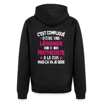 Légende et PROTHESISTE Cadeau Humour - Veste à capuche bio Premium Unisexe - noir - Dos - Nico (187cm)