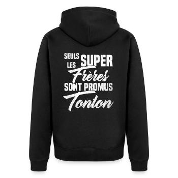 Les Super Freres sont Promus Tonton Grossesse - Veste à capuche bio Premium Unisexe - noir - Dos - Nico (187cm)